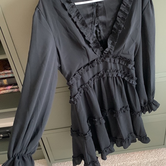 Lulu's Black Ruffle Mini Dress - Picture 4 of 4